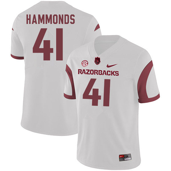 Men #41 T.J. Hammonds Arkansas Razorbacks College Football Jerseys Sale-White - Click Image to Close